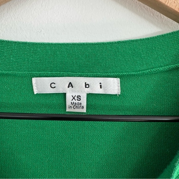 CAbi Vibrant Bowcore Green Knit Old Money Academia Top Size XS - Picture 2 of 7